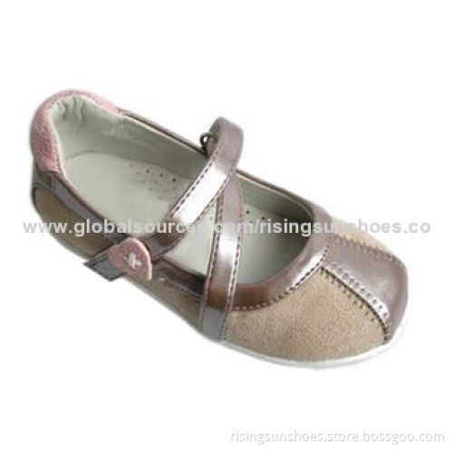Children's Casual Shoes, Made of Suede + PU Upper, Crossing Tapes on Upper, Soft Foot Bed Under